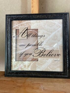Framed 'All Things Are Possible If You Believe' Wall Art in Black
